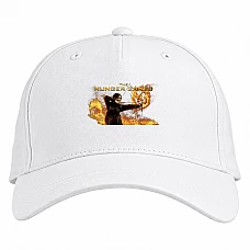 Baseball cap with Print The Hunger Games Katniss Everdeen Fire Logo - white