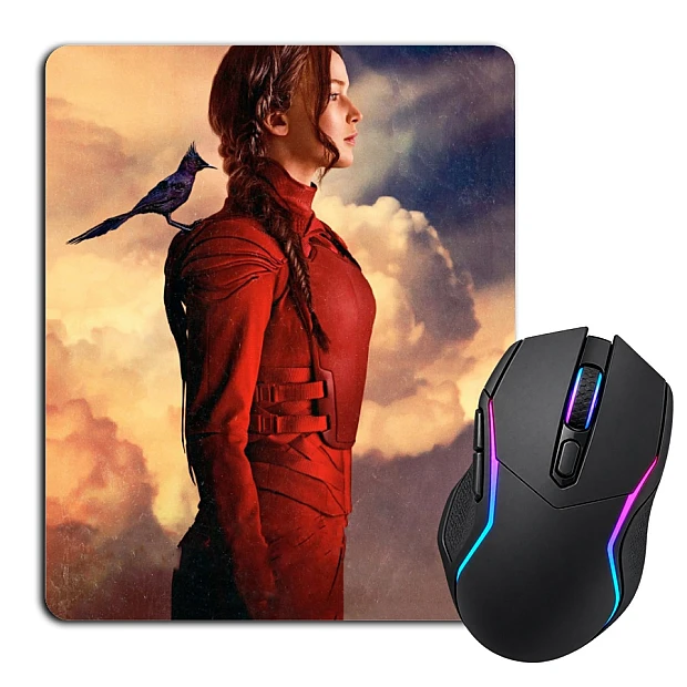 Mouse pad with print The Hunger Games Katniss Everdeen Hero In Red