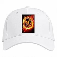 Baseball cap with Print The Hunger Games Fire Sign - white