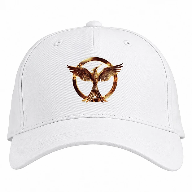 Baseball cap with Print The Hunger Games Gold Bird Sign - white