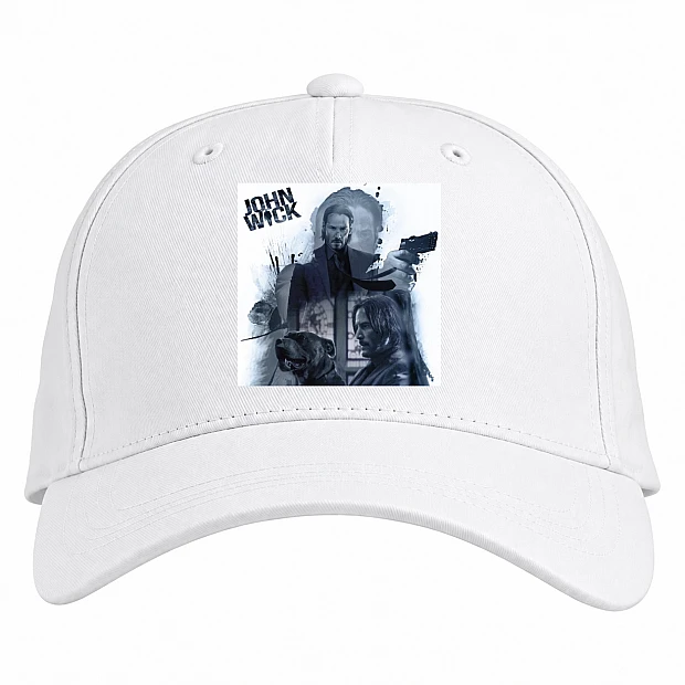 Baseball cap with Print John Wick Collage Print - white