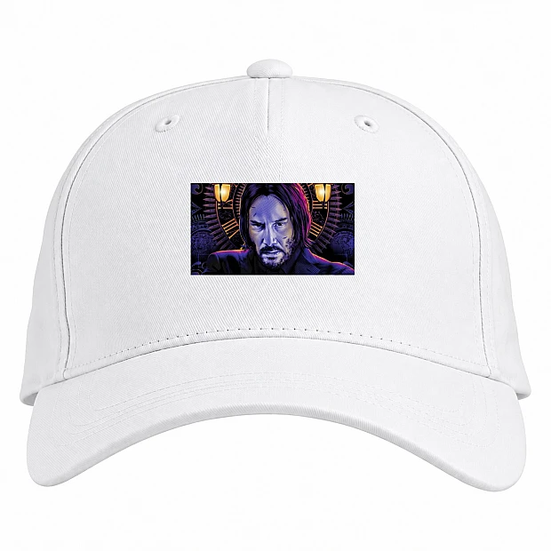 Baseball cap with Print John Wick Art - white