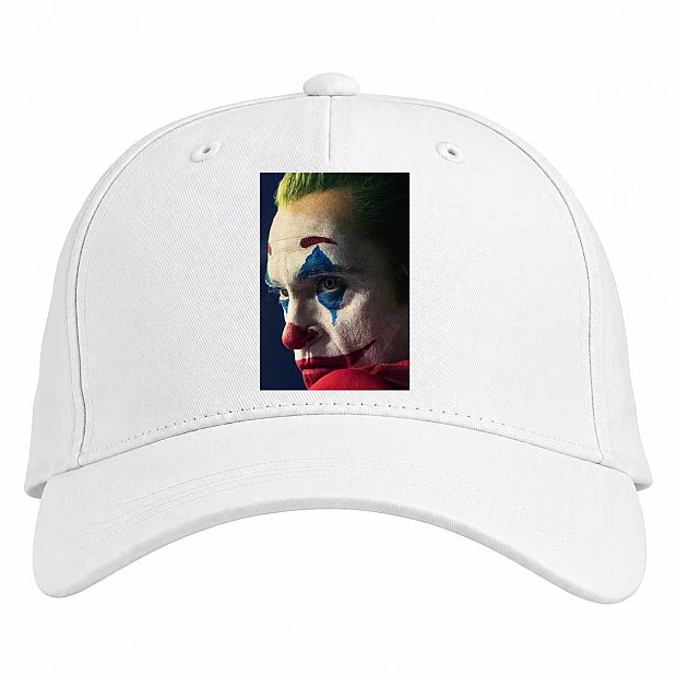 Baseball cap with Print Joker Scary Face - white