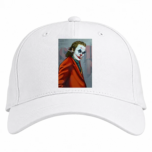 Baseball cap with Print Joker Smoking Art - white