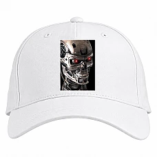 Baseball cap with Print The Terminator Face - white