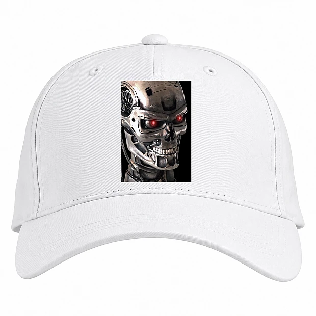 Baseball cap with Print The Terminator Face - white