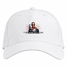 Baseball cap with Print The Terminator Arnold Schwarzenegger Logo - white