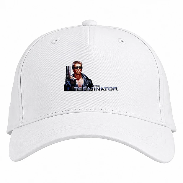 Baseball cap with Print The Terminator Logo Arnold Schwarzenegger - white