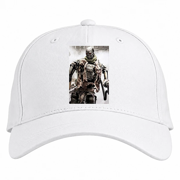 Baseball cap with Print The Terminator Robot - white