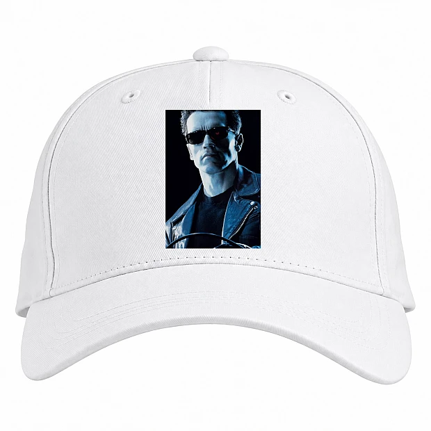 Baseball cap with Print The Terminator Arnold Schwarzenegger - white