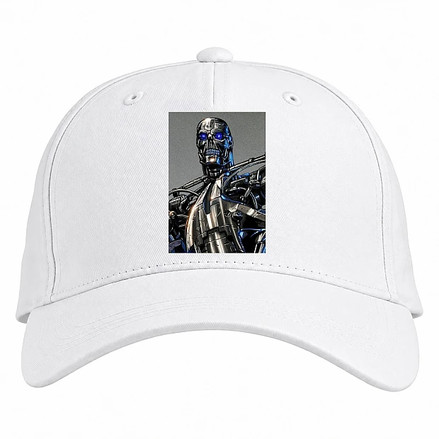 Baseball cap with Print The Terminator Robot Print - white