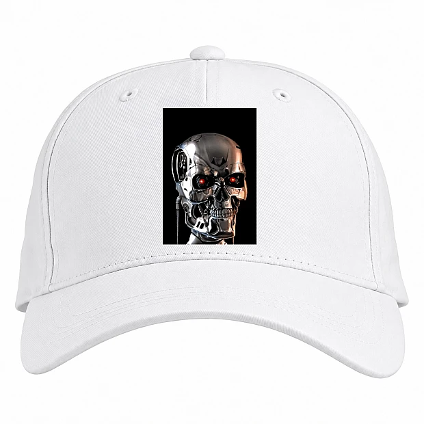 Baseball cap with Print The Terminator Robot Head - white
