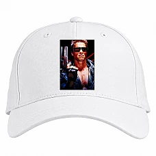 Baseball cap with Print The Terminator Hero Arnold Schwarzenegger - white