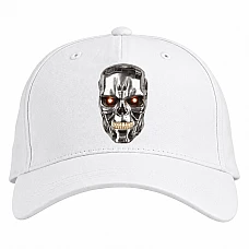 Baseball cap with Print The Terminator Head Print - white