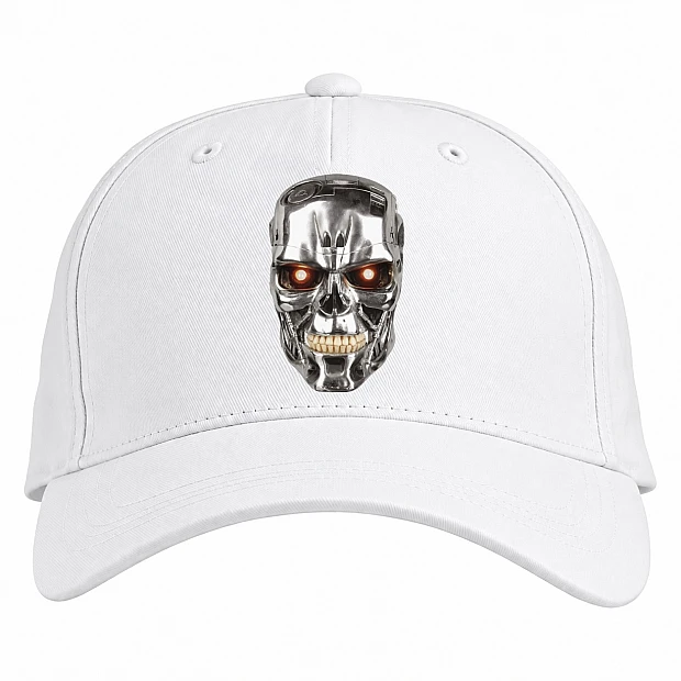 Baseball cap with Print The Terminator Head Print - white