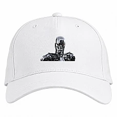 Baseball cap with Print The Terminator Robot Face - white