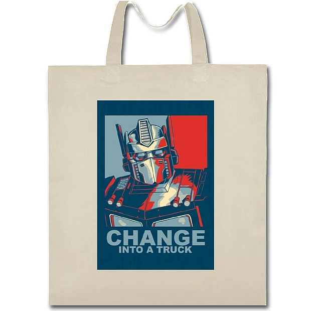 Eco bag with print Transformers Change Into A Truck - beige