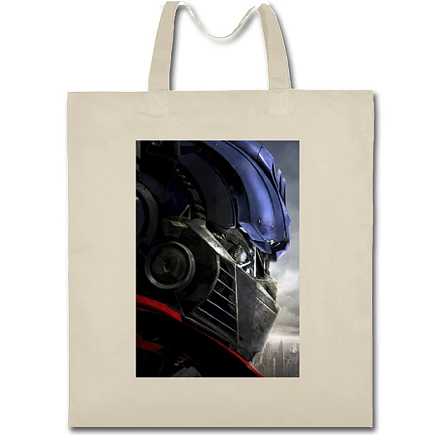 Eco bag with print Transformers Robot Head - beige