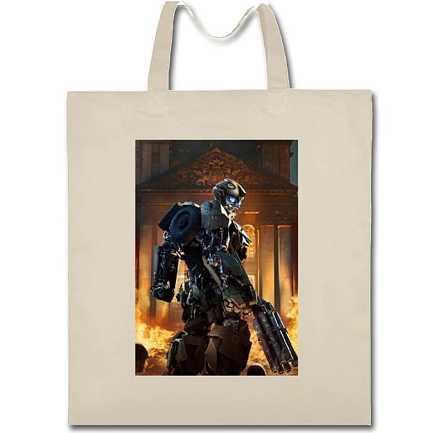 Eco bag with print Transformers Robot On Fire - beige