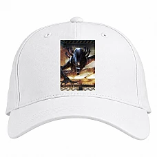 Baseball cap with Print Alien Angry Monster - white