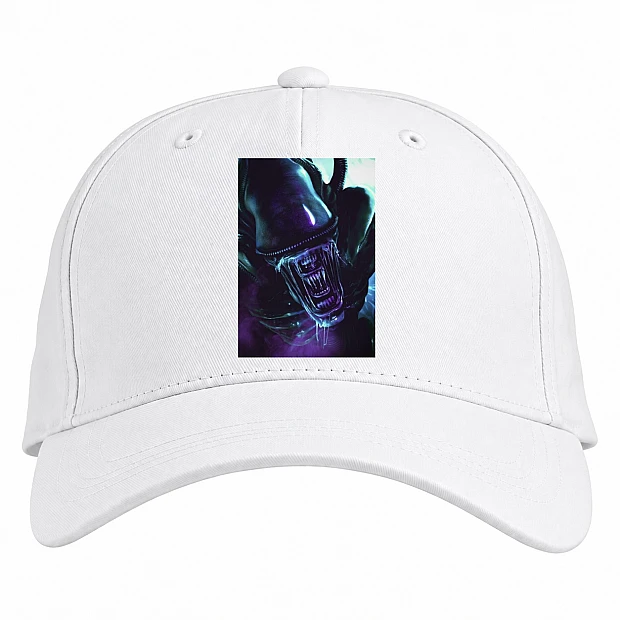 Бейсболка с принтом Чужой Пугающий Монстр - белая
