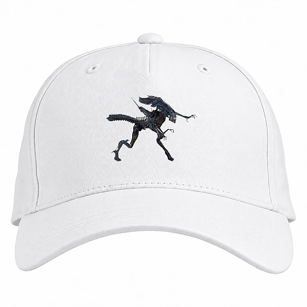 Baseball cap with Print Alien Creature - white