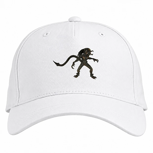 Baseball cap with Print Alien Big Creature - white