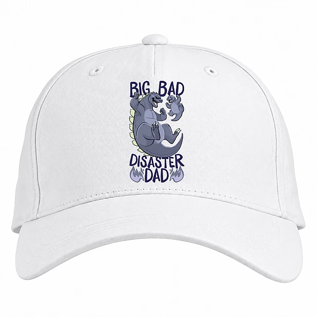 Baseball cap with Print Godzilla Big Bad Disaster Dad - white