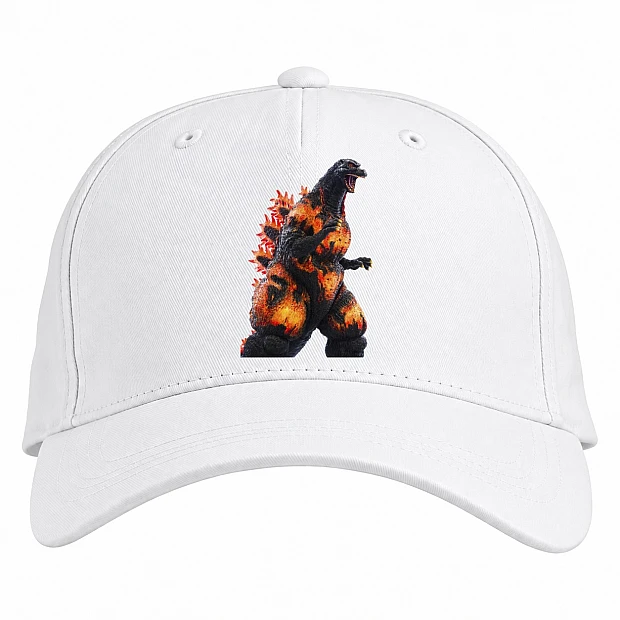 Baseball cap with Print Godzilla Fire Creature - white