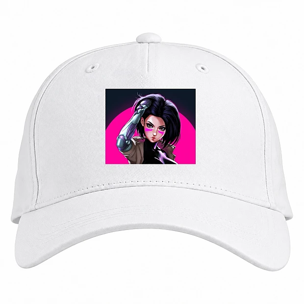 Baseball cap with Print Alita Battle Angel Art - white