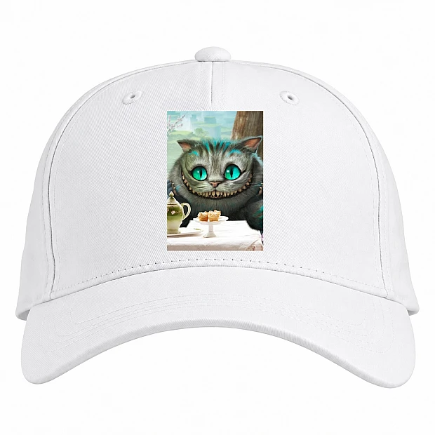 Baseball cap with Print Alice In Wonderland Cheshire Cat Hero - white