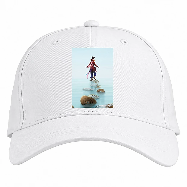Baseball cap with Print Alice In Wonderland Print Mad Hatter - white