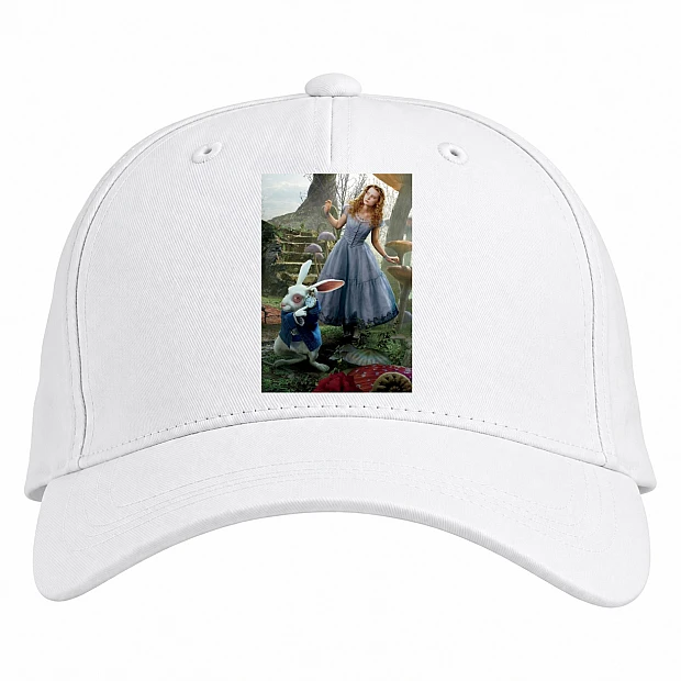 Baseball cap with Print Alice In Wonderland Characters - white