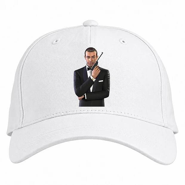 Baseball cap with Print James Bond Print - white