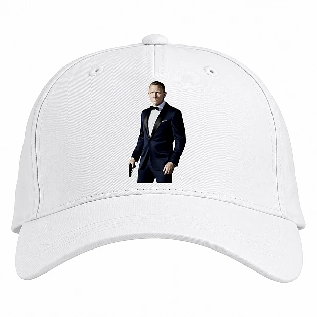 Baseball cap with Print James Bond Hero Print - white