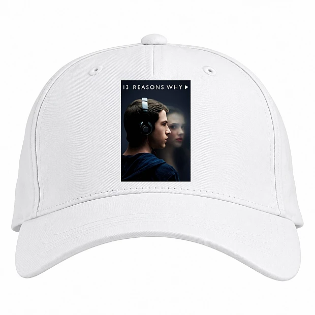 Baseball cap with Print 13 Reasons Why Clay Jensen Hero - white