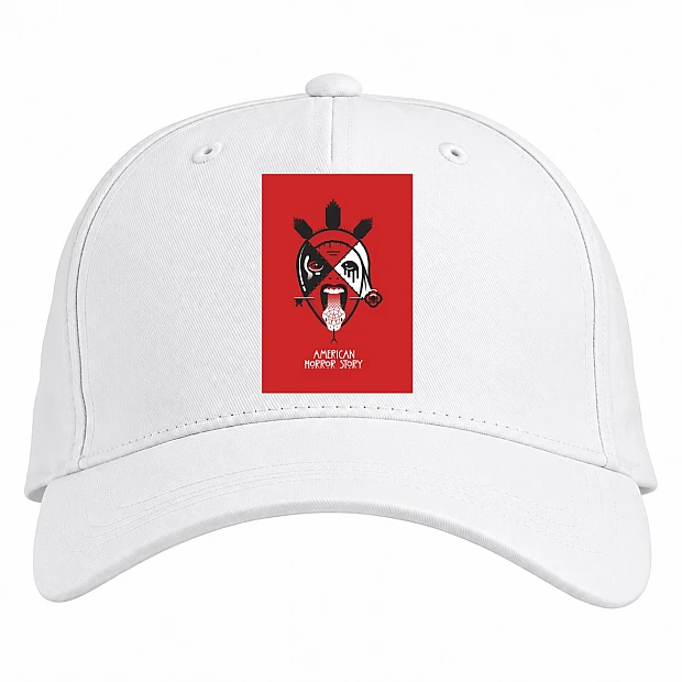 Бейсболка с принтом Американская История Ужасов Логотип - белая