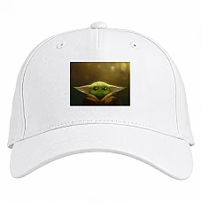 Baseball cap with Print The Mandalorian Cute Art - white