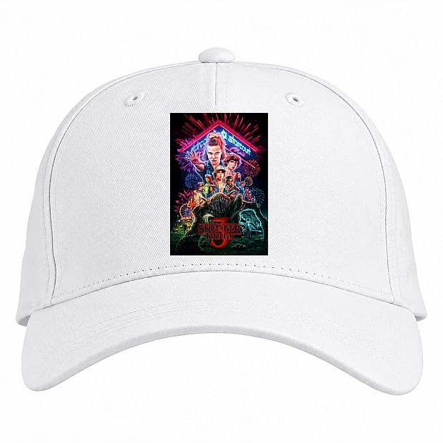 Baseball cap with Print Stranger Things Theme - white