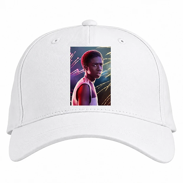 Baseball cap with Print Stranger Things Lucas Sinclair - white