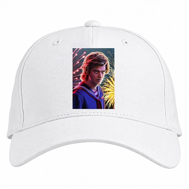 Baseball cap with Print Stranger Things Steve Harrington - white