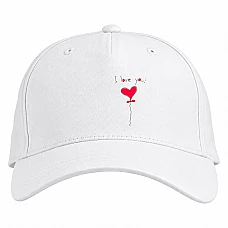 Baseball cap with Print Valentine's Day I Love You Heart - white