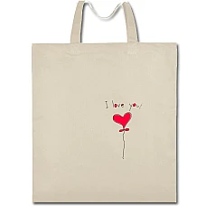 Eco bag with print Valentine's Day I Love You Heart - beige