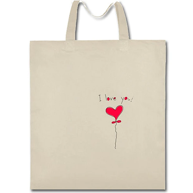 Eco bag with print Valentine's Day I Love You Heart - beige