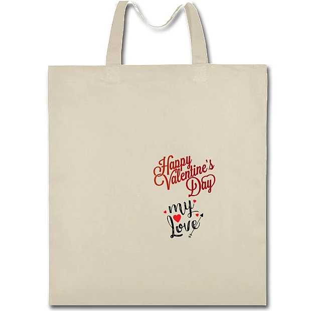 Eco bag with print Valentine's Day Happy Valentines Day My Love - beige