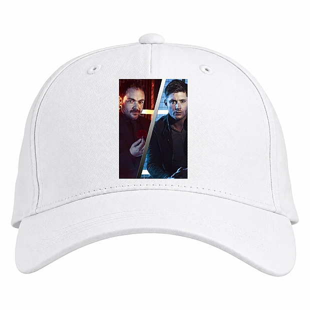 Baseball cap with Print Supernatural Dean And Crowley - white