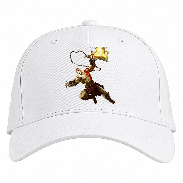 Baseball cap with Print God Of War Kratos - white
