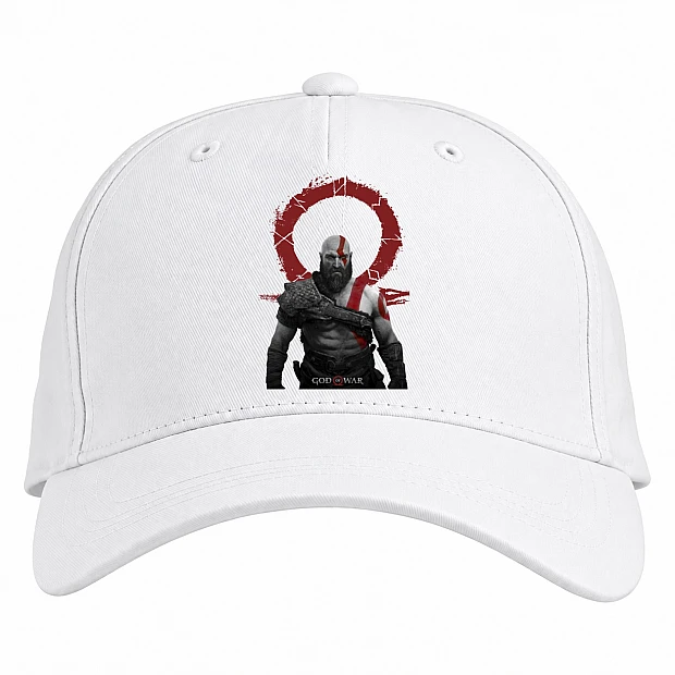 Baseball cap with Print God Of War Kratos Logo - white