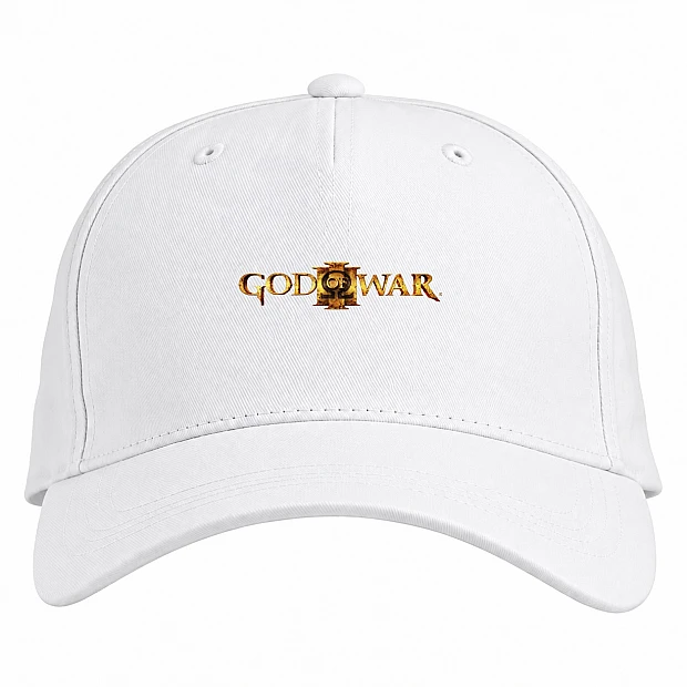 Baseball cap with Print God Of War Gold Logo - white