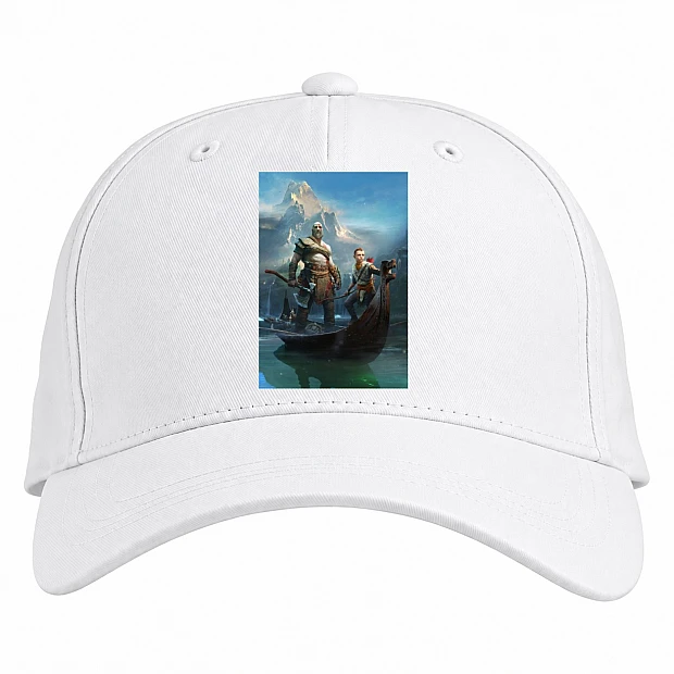 Baseball cap with Print God Of War Kratos With Atreus - white